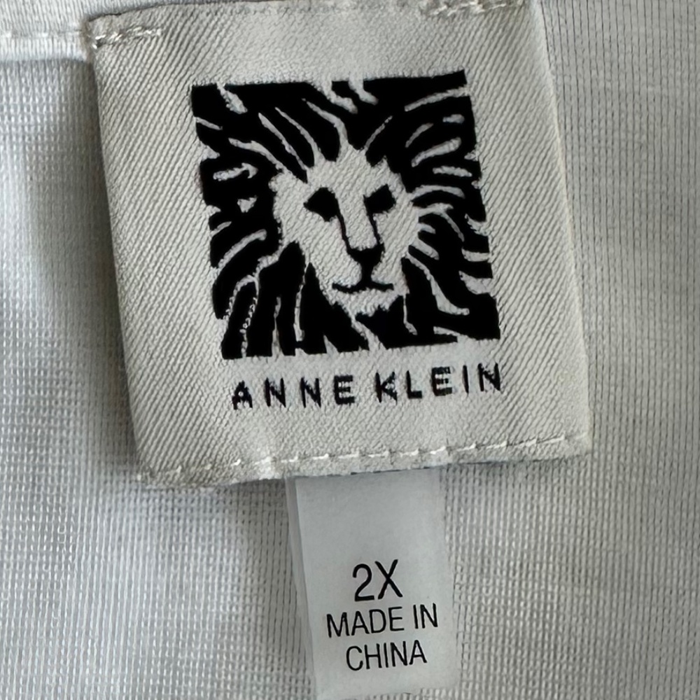 Anne Klein Harmony Knit Lace Trim Elbow Sleeve T-Shirt White Size 2X Casual - Picture 7 of 13